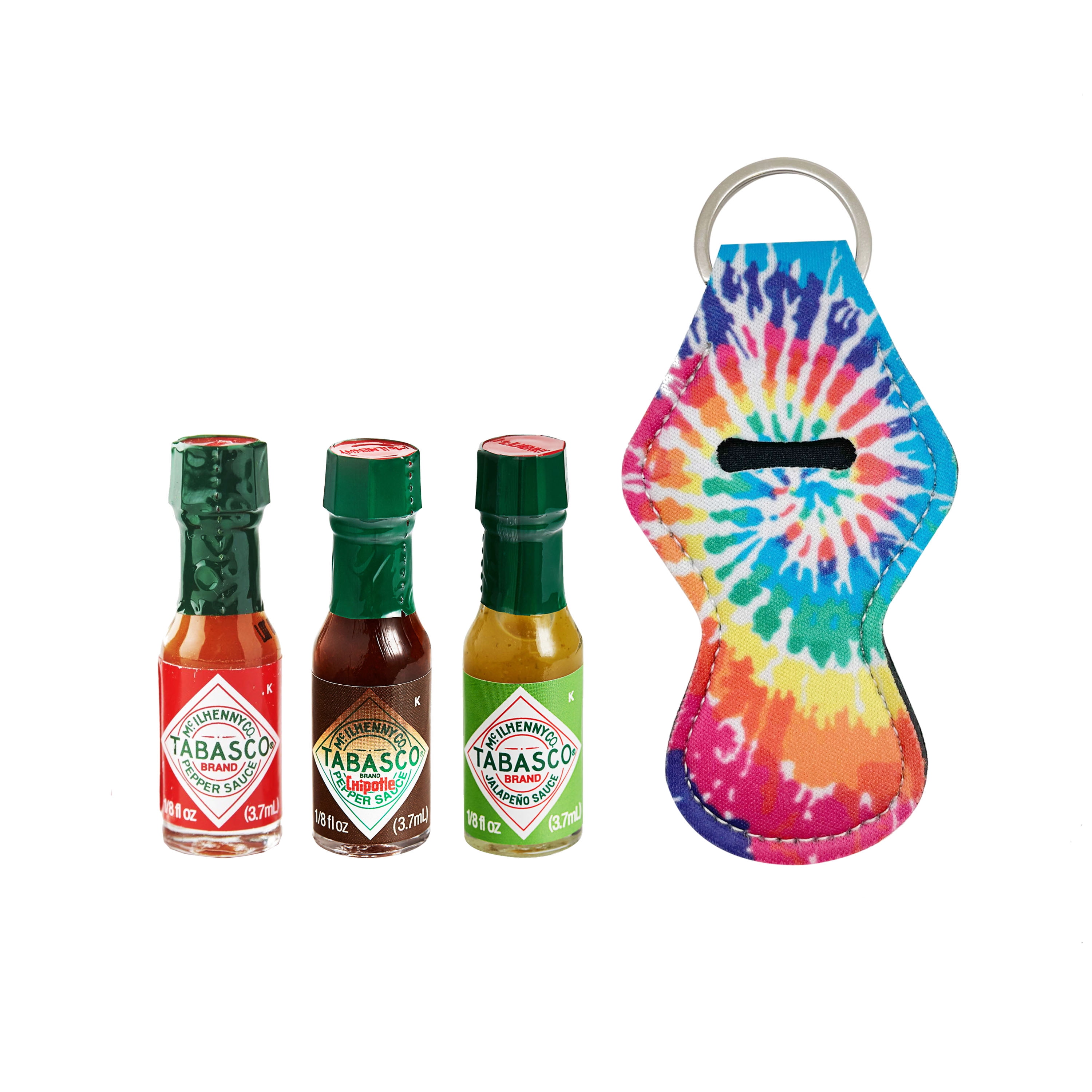 Mini Tabasco Hot Sauce Keychain - Includes 3 Mini Hot Sauce Bottles (.35oz)  With Travel Hot Sauce Key Chain and Refillable Funnel - Red Tabasco Hot