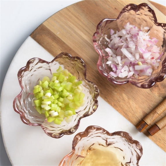 Mini Bowls 3.3 Inch Glass Bowls for Kitchen Prep, Dessert, Dips, and Candy Dishes , Stackable Dishware Safe,Glass Bowls with Cherry Pattern for Kitchen Prep Desserts Dips & Candy Serving,Pink