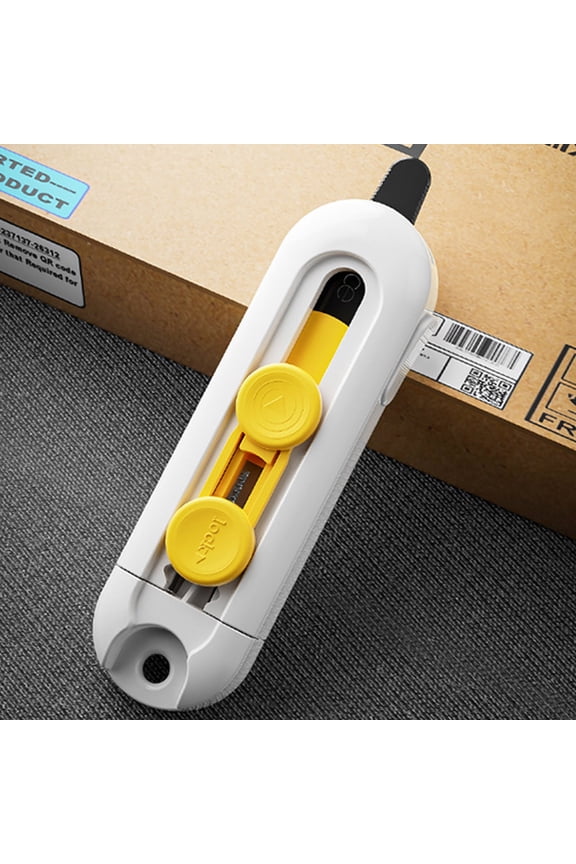 Mini Box Cutter, Package and Box Opener, Safe Ceramic Blade Retracts Automatically, Stays Sharp Up to 11x Longer, Right or Left Handed, Keychain, Magnetic, Pack of 1