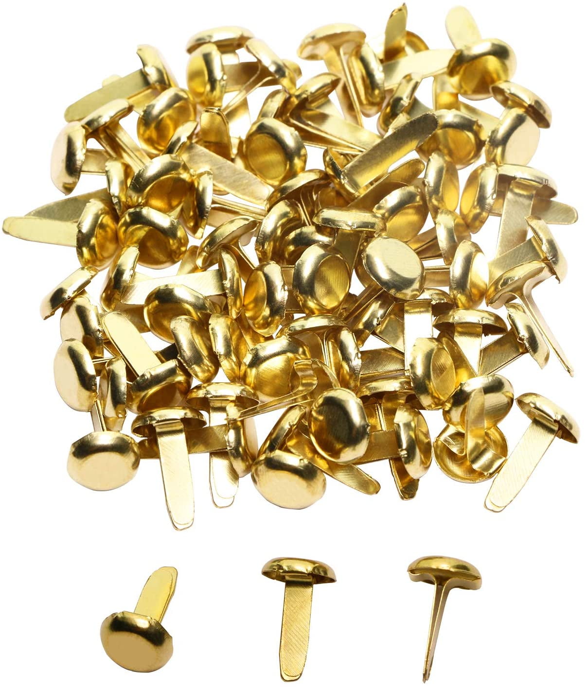 Rierdge Metal Paper Fasteners Split Pins Pastel, 8 x 12mm Gold Mini Round  Brads for Art Crafting Scrapbooking DIY Decoration, 300 Pcs