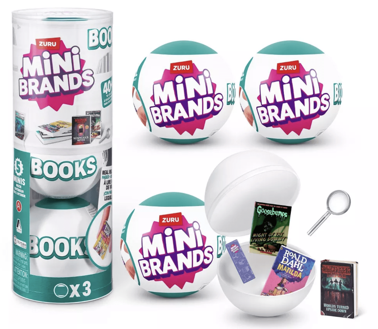 Mini Brands Books, Set of 3, 40+ Tiny Collectible Titles, Real