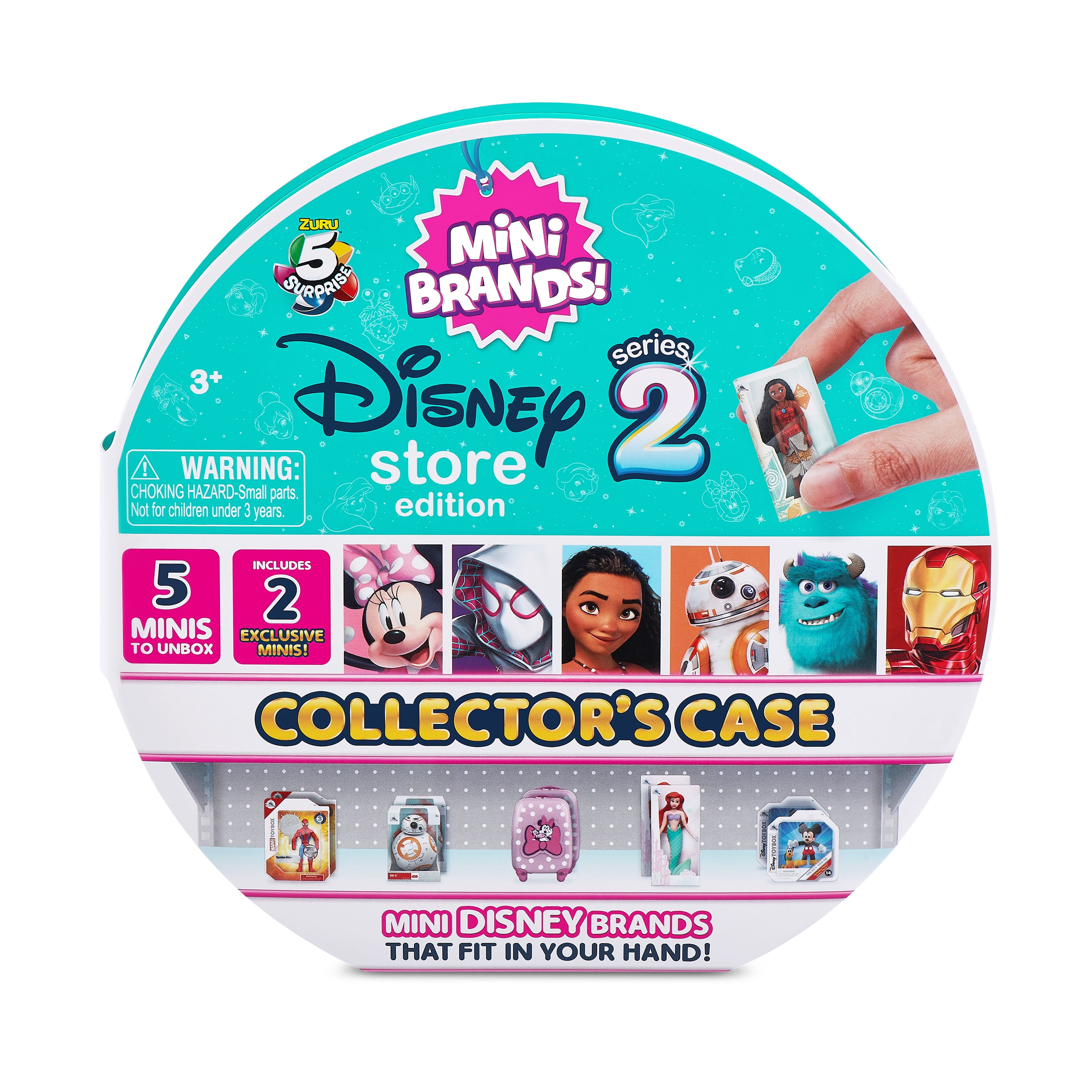5 Surprise Disney Mini Brands Series 2 Collector's Kit by ZURU (3 Capsules  + 1 Collector's Case)  Exclusive Mystery Capsule Real Miniature