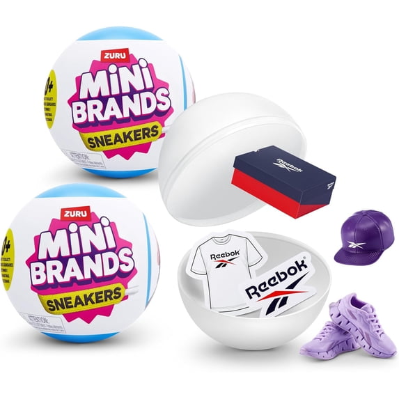Mini Brands Sneakers Capsule 2 Pack by ZURU Real Miniature Sneaker Brands Collectible Toy, 2 Capsules of 5 Mystery Miniature Brands for Girls, Teens, Adults and Collectors (2 Pack)