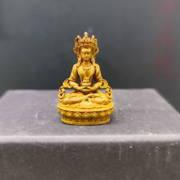 Mini Brass Buddhist Statue Small Copper Figurine Spiritual Home Altar Meditation Decor Religious Ornament Feng Shui Gift