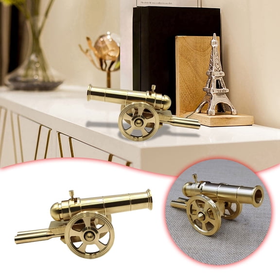 Mini Brass Cannon Model Hand Polished Desktop Display Showpiece Collectible Decor Gold