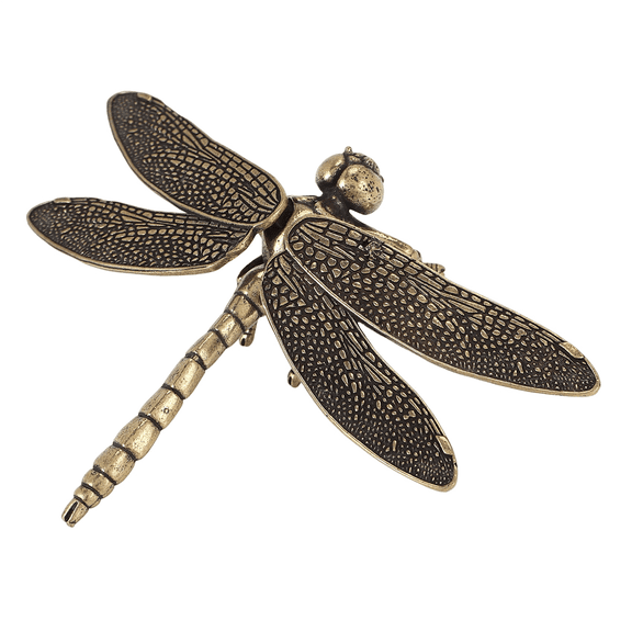 Mini Brass Dragonfly Casting Animal Figurine Retro Style Metal Sculpture Home Desktop Craft Decoration