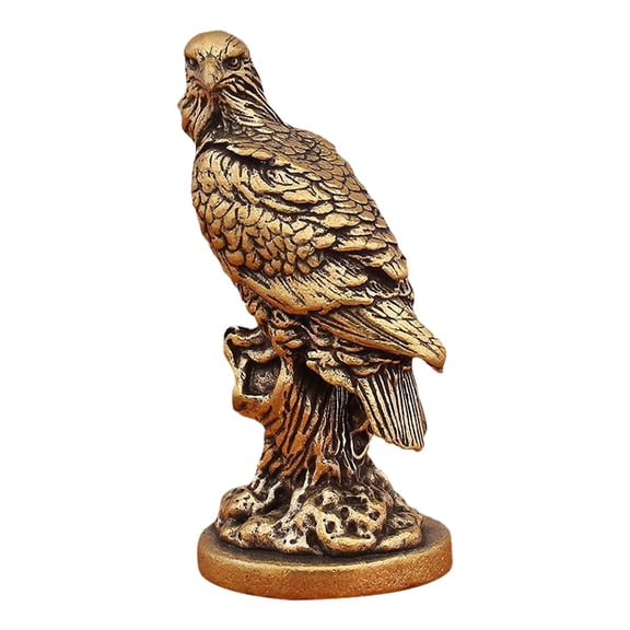 CIMAXIC Vintage Brass Eagle Figurine - Golden Metal Home Accent