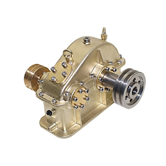 Mini Brass Gear Reducer for Steam & Internal Combustion Engine Models - 3.2:1 Ratio Precision Gearbox with Dual Pulleys