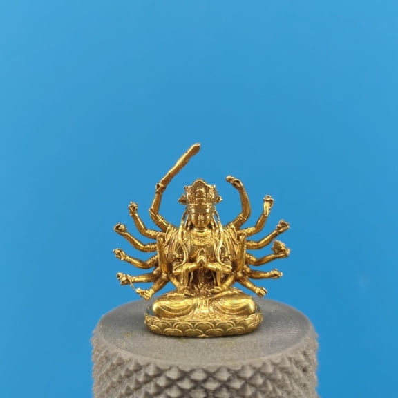 Mini Brass Junti Bodhisattva Statue Delicate Buddha Mother Figurine Buddhist Altar Ornament for Meditation or Home Decor
