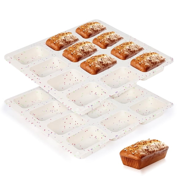 Mini Bread Plate, Silicone Mini Bread Bread Plate 12 cups toast, brownie, corn bread, cheesecake, soap Non-stick 2 packs of confetti