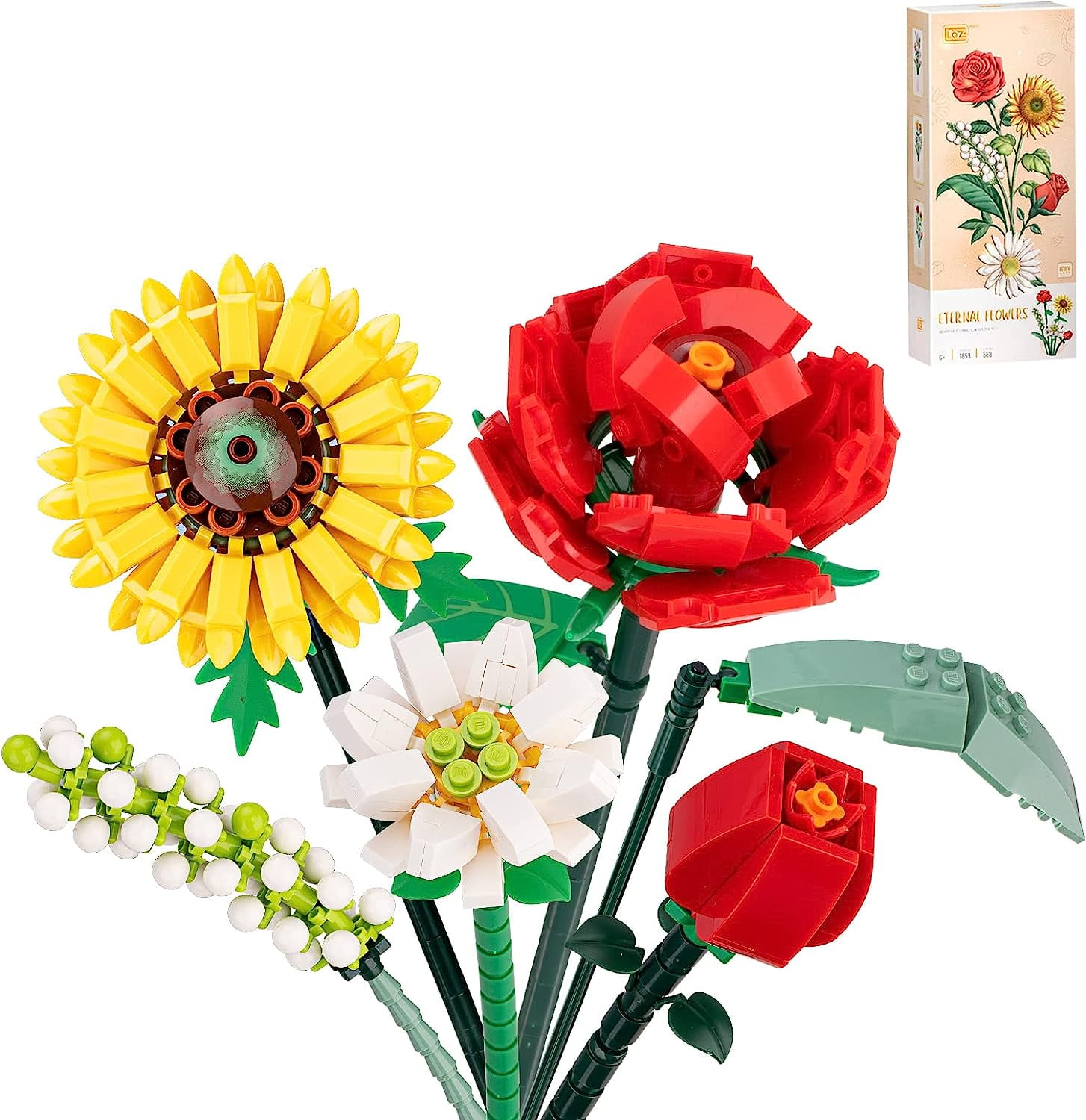 Mini Bricks Flower Bouquet Building Sets, Artificial Flowers, DIY