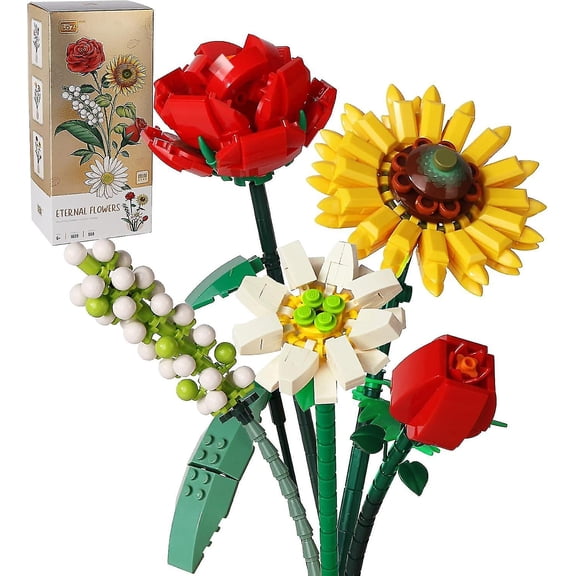 Mini Bricks Flower Bouquet Building Sets, Artificial Flowers, Diy Unique Decoration Home, 568 Pieces Botanicalnot