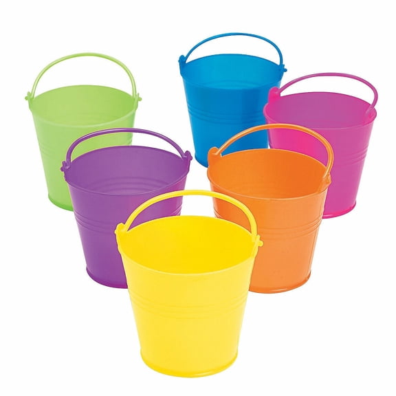 Mini Bright Favor Pails - Party Supplies - 12 Pieces for Home Holiday Decorations
