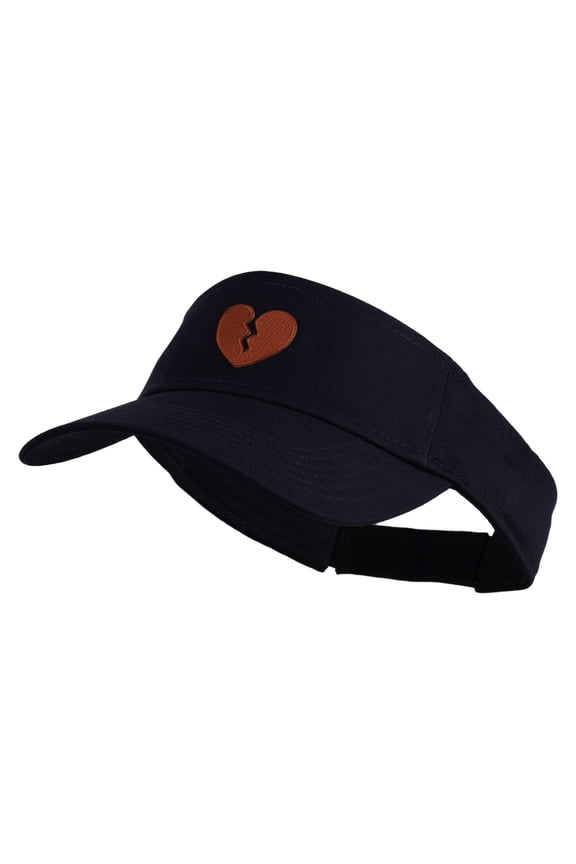 Mini Broken Heart Patched Cotton Twill Sun Visor - Navy OSFM