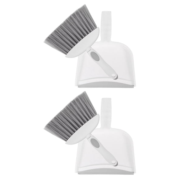 Clispeed 1Set Small Grey Broom and Dustpan for Detailed Cleaning of Desktops Keyboards and Electronics