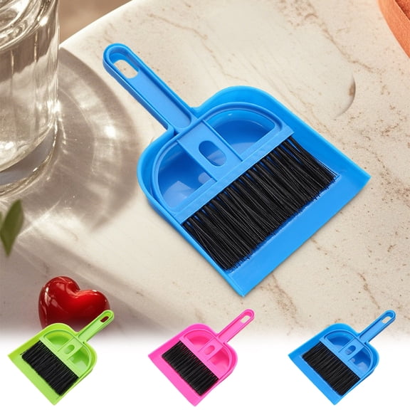 Mini Broom And Dustpan Set,Small Dustpan and Brush Set,Whisk Broom and Dust Pan with Handle,Nesting Tiny Cleaning Broom,Mini Hand Broom and Dustpan Set(Blue 7.5*5in)from ANMUYUM