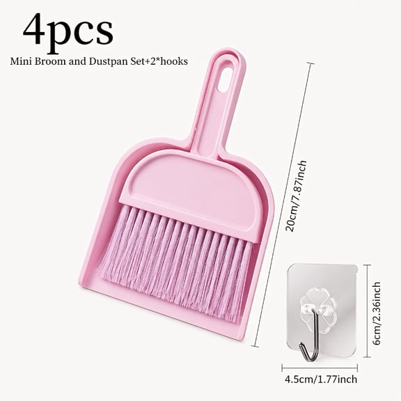 Mini Broom and Dustpan Set with Soft Hog Bristles Suitable for Hard Floors, Compact Sweeper & Dustpan for Car, Bed, Window Cleaning - Low-Dust Brush for Small Spaces, Portable Sweeper Tool for,