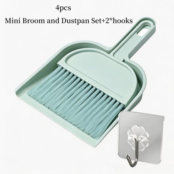 Mini Broom and Dustpan Set with Soft Hog Bristles Suitable for Hard Floors, Compact Sweeper & Dustpan for Car, Bed, Window Cleaning - Low-Dust Brush for Small Spaces, Portable Sweeper Tool for,