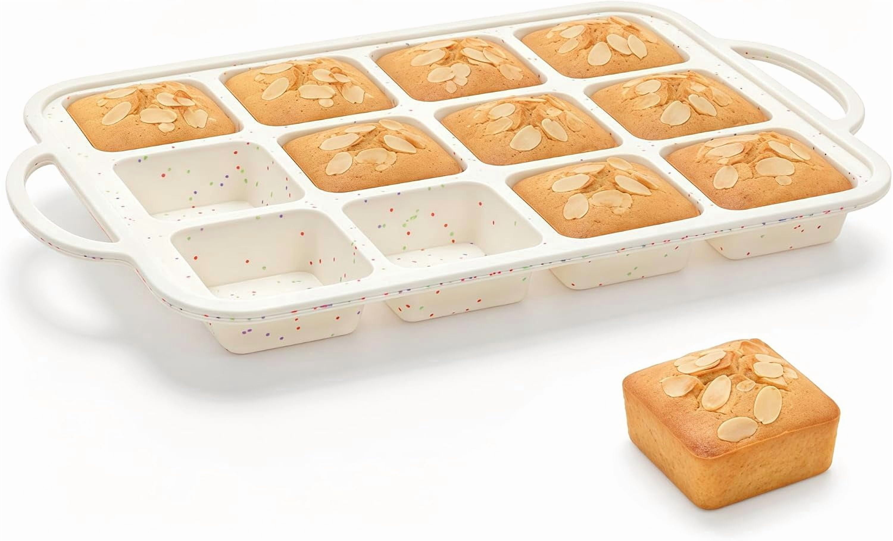 Mini Brownie Pan with Dividers, 12-Cup Square, Cream Silicone and Metal ...