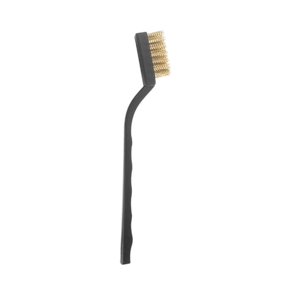Mini Brush Set for Cleaning & Rust Removal | 1-Piece Industrial Brushes with Stainless Steel, Nylon & Brass Bristles | 7 Inch Curved Handle for Small Spaces
