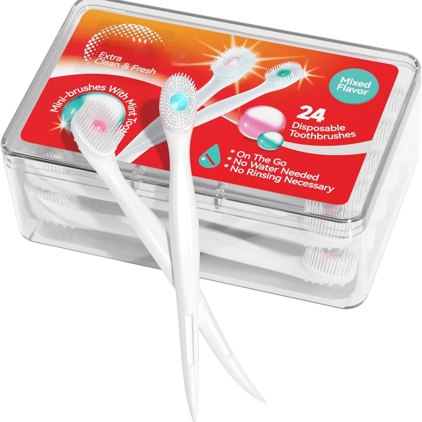 Mini Brushes-Disposable Toothbrushes with Toothpaste and Pick for Work or Travel, 24 Count (Mint FlavorPack of 1)