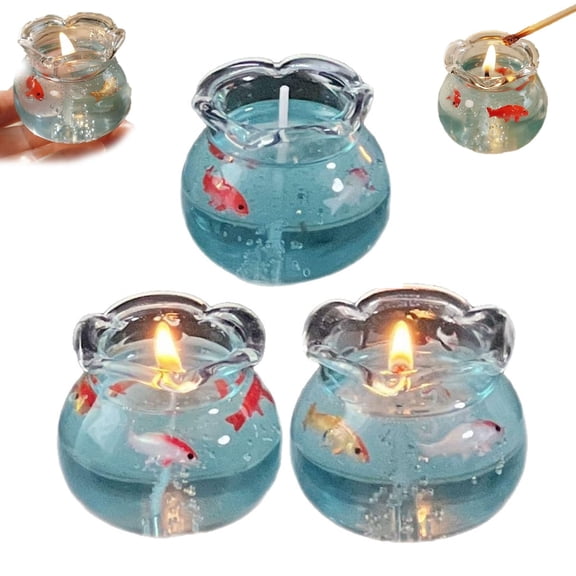 Mini Bubble Fish Tank Candle, Aesthetic Home Decor Handmade Gel Wax, Bubble Fish Tank Candle, Desktop Office Ornament, Scented Ocean Theme, Creative Art Piece