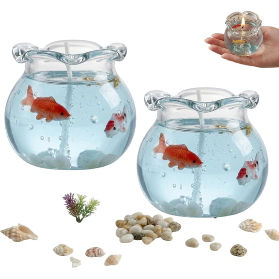 Mini Bubble Fish Tank Candle, Aesthetic Home Decor Handmade Gel Wax, Bubble Fish Tank Candle, Desktop Office Ornament, Scented Ocean Theme, Creative Art Piece, Party Favors (2 Pcs*Floral Fragrance)