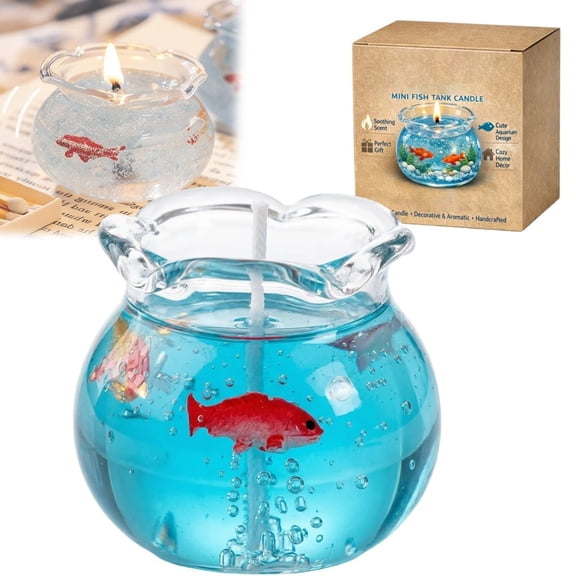 Mini Bubble Fish Tank Candle, Aesthetic Jelly Wax Candle with Freesia Scent, Cute Room Decor Gift for Women, Birthday Party Favors(1Pcs)