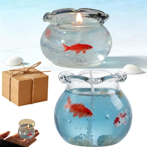 Mini Bubble Fish Tank Candle Handmade Gel Wax Long Lasting Mini Fish Tank Candle for Home Relaxing Gift Decorative Candlestick