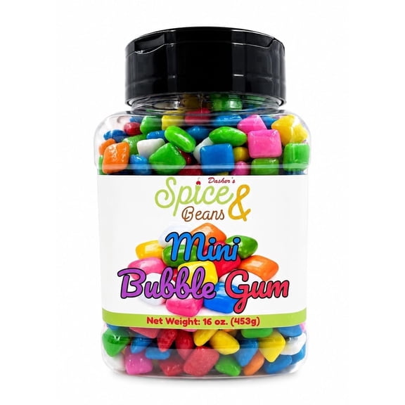 Mini Bubble Gum 1 lb - Colorful Candy Ice Cream Topping - Desserts, Sundaes, Frozen Yogurt, Cakes, Cupcakes & Party Candy Buffets - Packed in USA - Dasher's Spice & Beans