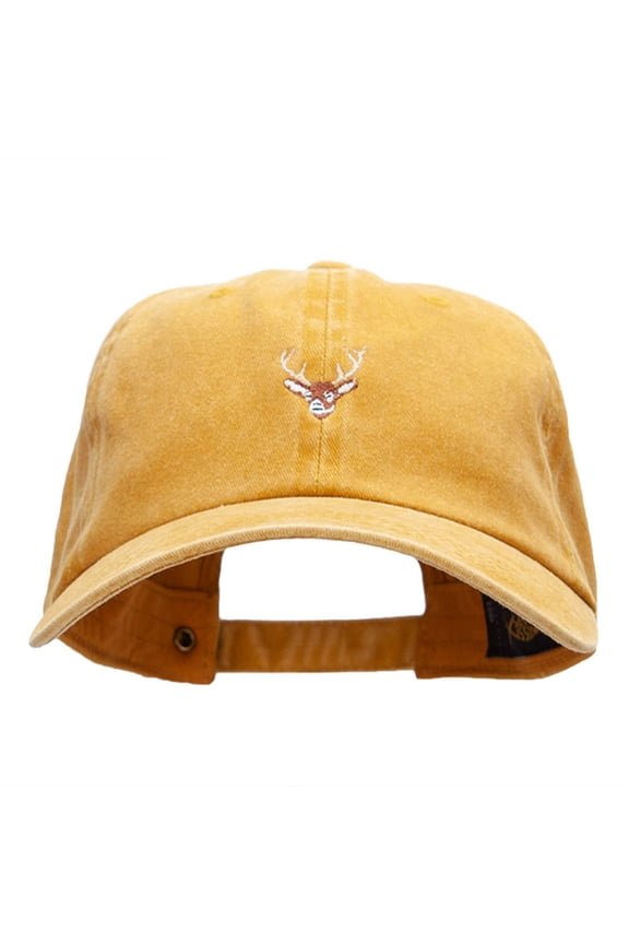 Mini Buck Embroidered Unstructured Cotton Cap - Gold OSFM