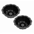 thumbnail image 1 of Mini Budtcake Pan, 4 Inch Black Nonstick Fluted Lava Cake Pans Mini Chocoflan Mold Small Flan Mold Individual Baking Cups Thanksgiving Pumpkin Muffin Pans 2PC, 1 of 5