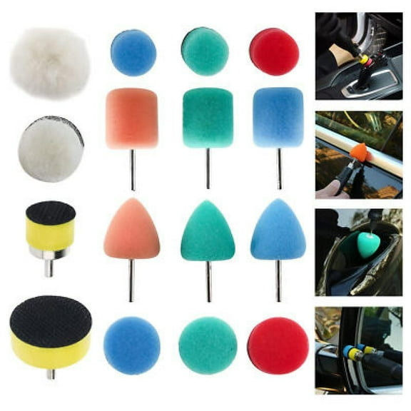 Mini Buffing Polishing Pads, 16Pcs Mini Detail Polisher Pads Use On Rotary Tools,Cordless Electric Drill, Mini Polisher Tool for Tight Area Detailing Polishing Waxing and Sealing Glaze
