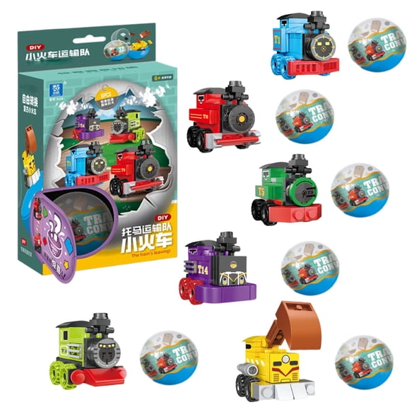 Mini Building Block Sets,6 Pack Train Toys Building Blocks, 6 in 1 Toys Eggs Building Sets, Party Favors for Adults Goodie Bags Prizes Birthday,Easter Toys for Teens