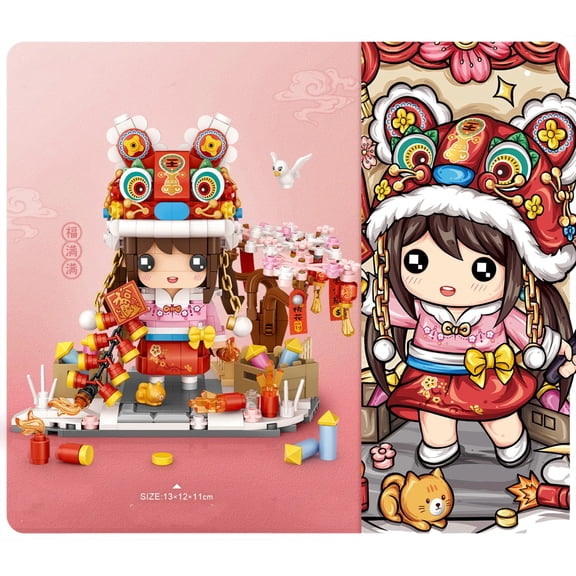 Mini Building Blocks Children's Day Gift Puzzle Patchwork Toys Spring Festival Cottage New Year's Eve Dinner Money More Than Full Of Happiness