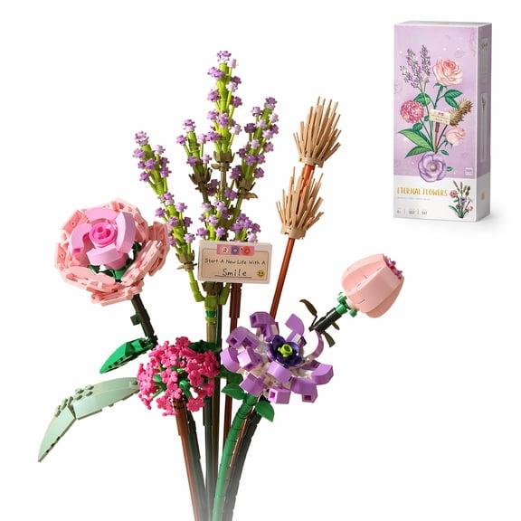 Mini Building Blocks Flower Bouquet, 547 Pcs Artificial Flowers Diy Home Decoration, Creative Building Blocks for Adults Gift Idea