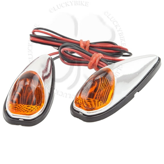 Mini Bullet LED Turn Signal Amber Chrome Motorcycle Blinker Surface Mount Light