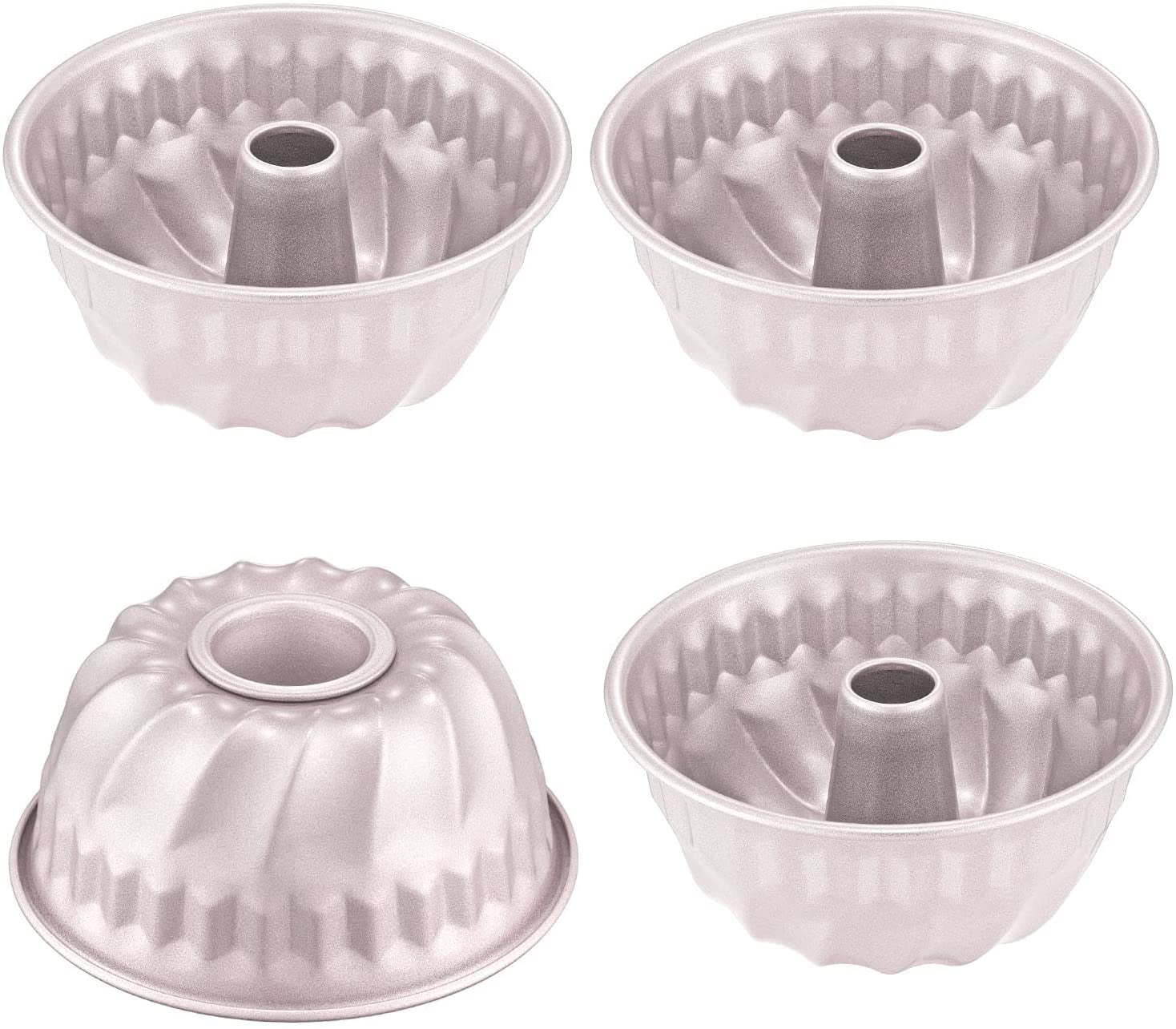 4pcs 4 Inch Silicone Mini Bundt Cake Pans Nonstick Silicone Cake