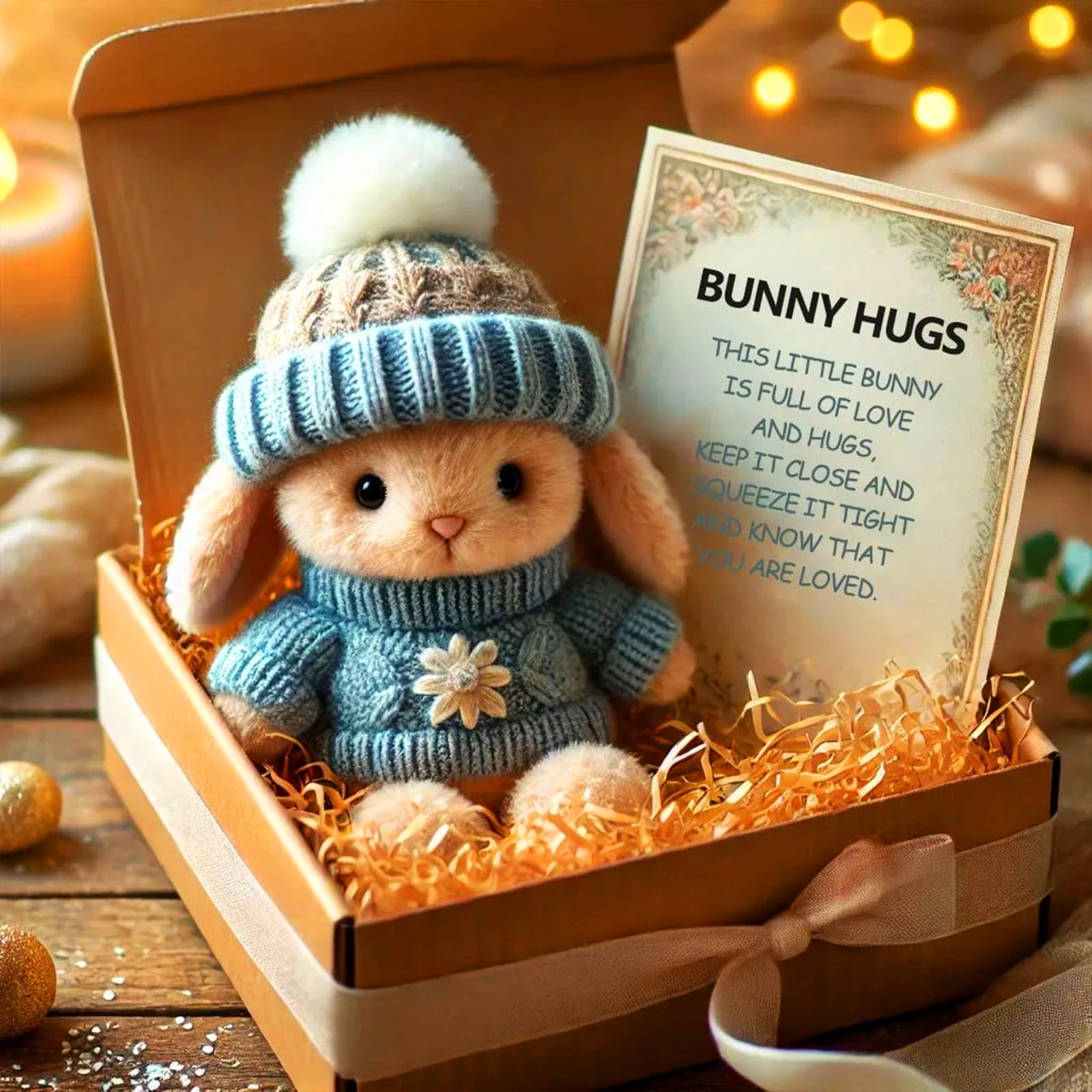 Mini Bunny Hug Cute Easter Emotional Support Gift Plush 2025 Bunny in a ...