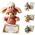 thumbnail image 1 of Mini Bunny Hug Cute Easter Gift, Easter Bunny Plushies with Knitted Hat and Pom Pom, Soft Pocket Emotional Support Rabbit with Gift Box & Card, 1 of 9