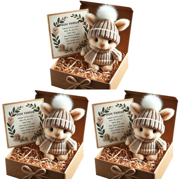 Mini Bunny Hug Cute Easter Gift Plush 2025 Bunny in a Box Hugs Positive Bunny Stuffed Animal Rabbit Soft Floppy Easter Ideas Bunnies Basket Stuffers Doll Emotional Support Inspirational Gifts