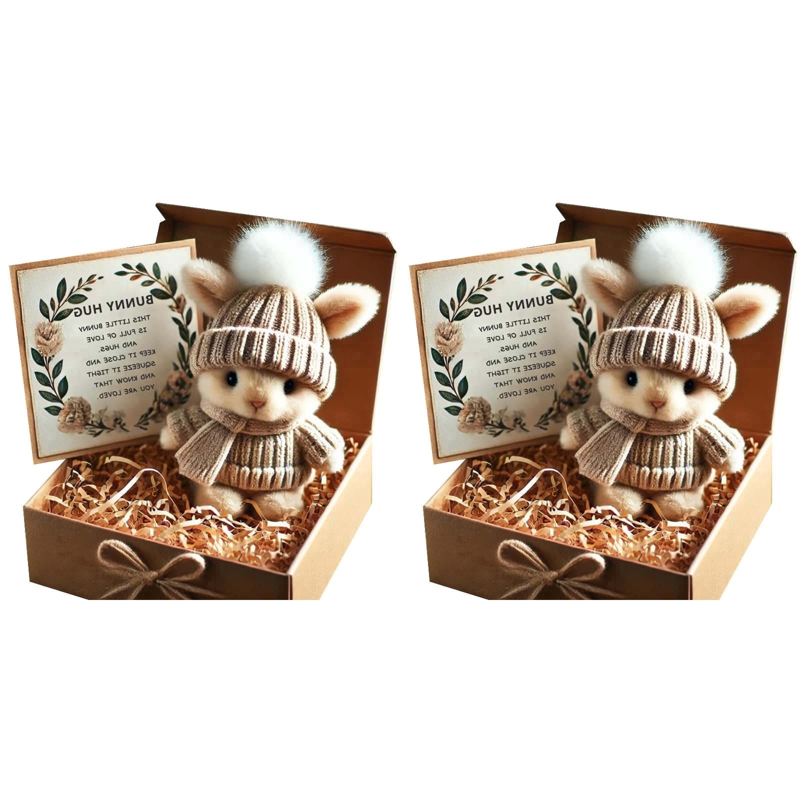 Mini Bunny Hug Cute Easter Gift Plush 2025 Bunny in a Box Hugs Positive Bunny Stuffed Animal Rabbit Soft Floppy Easter Ideas Bunnies Basket Stuffers Doll Emotional Support Inspirational Gifts