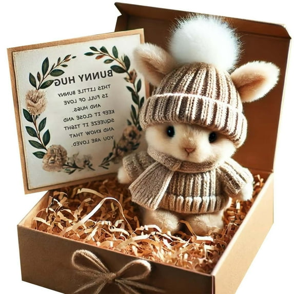 Mini Bunny Hug Cute Easter Gift Plush 2025 Bunny in a Box Hugs Positive Bunny Stuffed Animal(B Bunny)