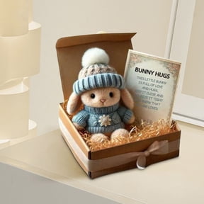 Mini Bunny Hug Cute Easter Gift Plush 2026 Bunny in a Box Hugs Positive Bunny Stuffed Animal Rabbit Soft Floppy Easter Ideas Bunnies Basket Stuffers Doll Emotional Support Inspirational Gifts
