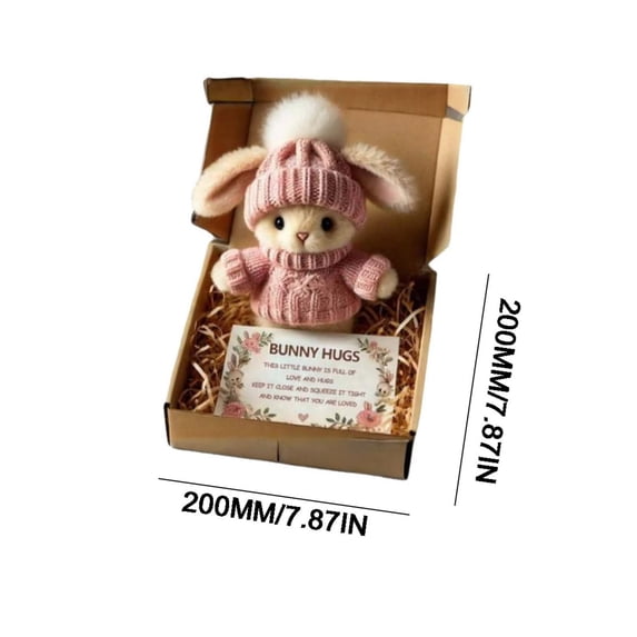 Mini Bunny Hugs Cute Easter Gift Plush Bunny in a Box Bunny Stuffed Animal Rabbit Soft Floppy Easter Bunny Basket Stuffer Doll Emotional Support Inspirational Gift