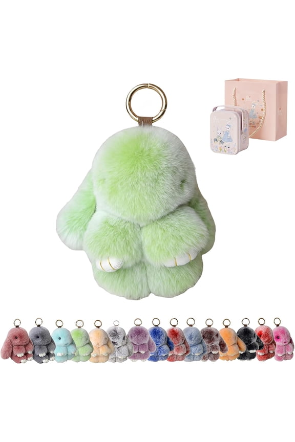 Mini Bunny Plush Keychain in Iron Box, Cute Easter Bunny in a Tin Charm for Bags Keys & Gift Giving