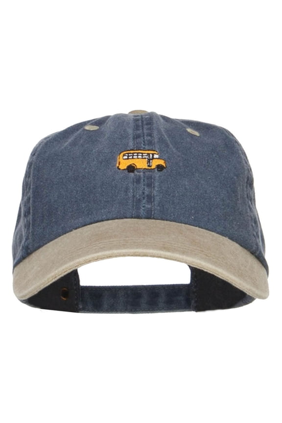 Mini Bus Embroidered Two Tone Washed Cap - Navy Khaki OSFM