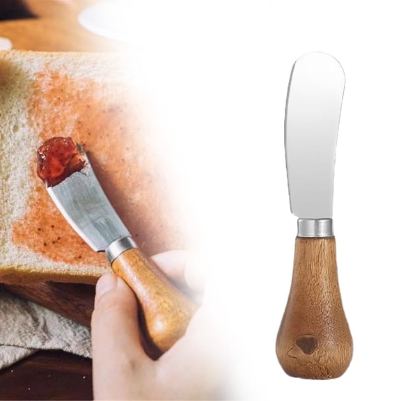 Mini Butter Spreader Knife with Wooden Handle Stainless Steel Cheese Spreader for Jam Butter Meat Charcuterie Board Breakfast Tableware Kitchen Tool Single Piece