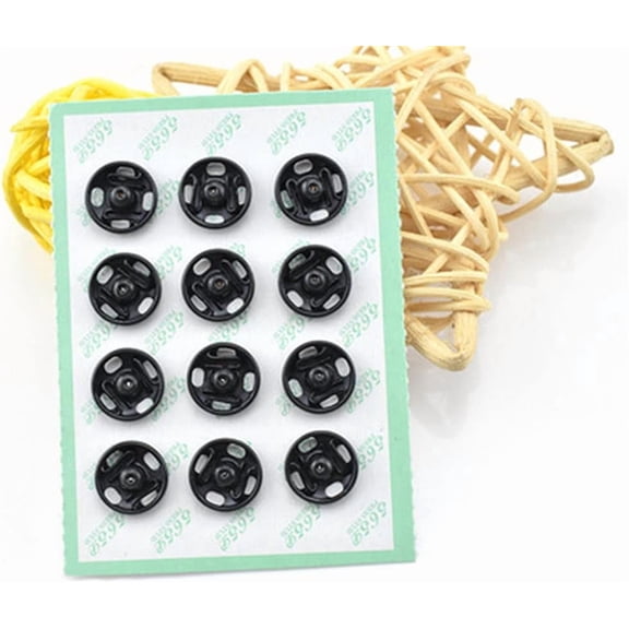 Mini Button Buckle Invisible Metal Snap Buttons Fasteners Press Studs Buttons for Sewing Clothing(Black,10mm)