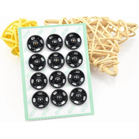 Mini Button Buckle Invisible Metal Snap Buttons Fasteners Press Studs Buttons for Sewing Clothing(Black,12mm)